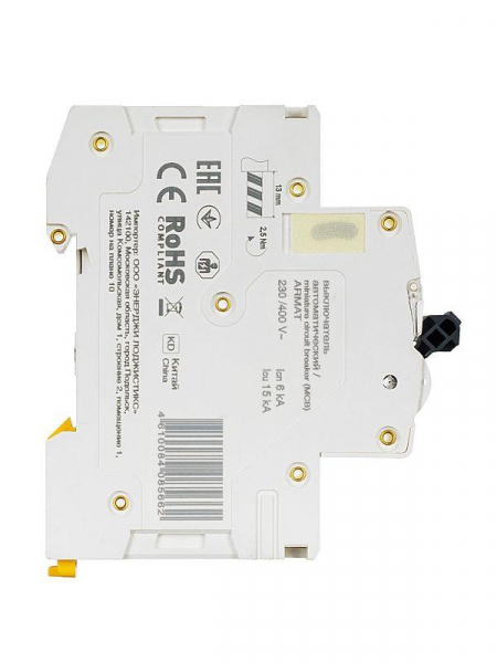 Выключатель автоматический модульный 1п B 10А M06N ARMAT IEK AR-M06N-1-B010 ТехноИмпульс