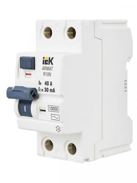 Выключатель дифференциального тока (УЗО) 2п 40А 30мА тип AC ВДТ R10N ARMAT IEK AR-R10N-2-040C030 ТехноИмпульс