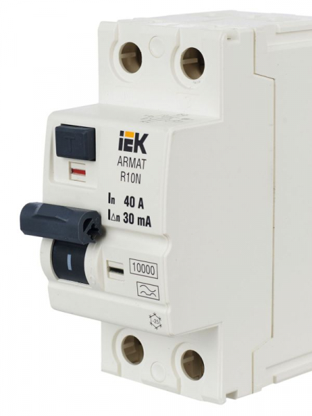 Выключатель дифференциального тока (УЗО) 2п 40А 30мА тип A ВДТ R10N ARMAT IEK AR-R10N-2-040A030 ТехноИмпульс