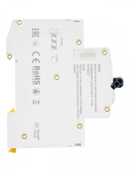 Выключатель автоматический дифференциального тока 2п (1P+N) C 10А 30мА тип A АВДТ B06S 18мм ARMAT IEK AR-B06S-1N-C10A030 ТехноИмпульс